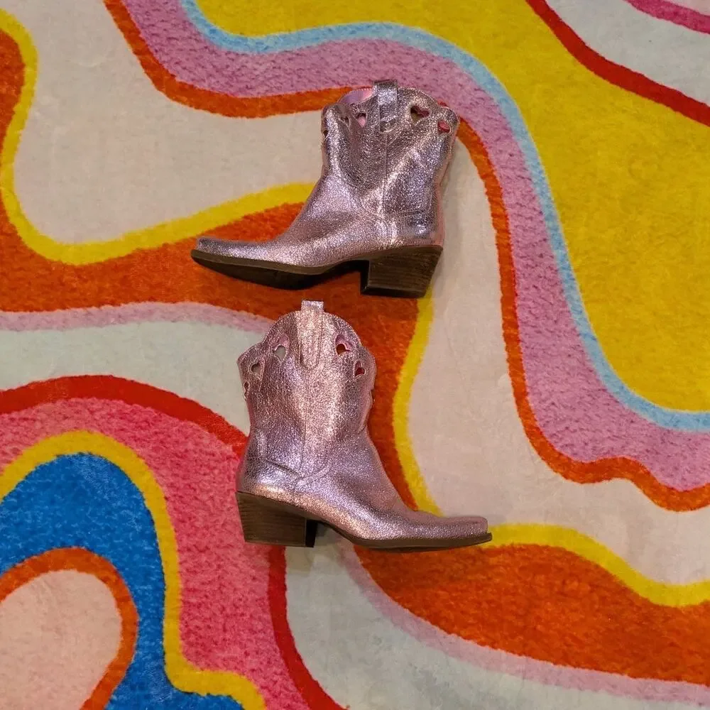 Circus NY by Sam Edelman Pink Metallic Jadia Cowboy Boots Size 10